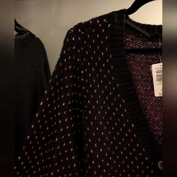 NWT Torrid Pink Hearts Cardigan Drop Shoulder V-Neck Button Front Sweater Size 2 - Picture 5 of 13
